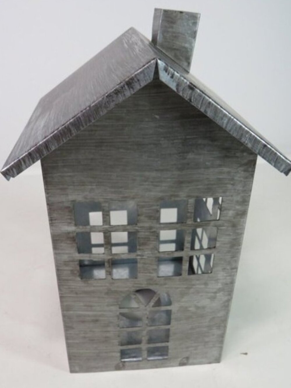 Galvanized Metal House Luminary Candle Holder Brushed Finish Farmhouse Decor